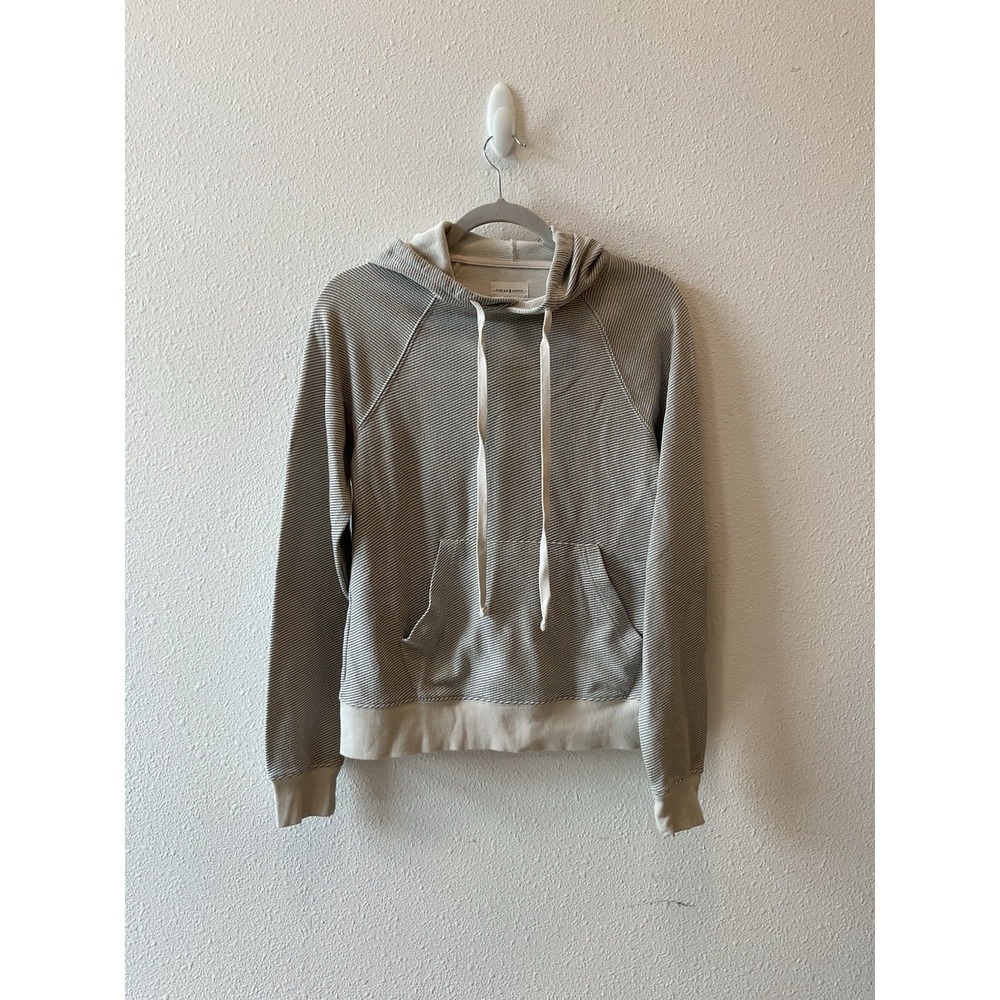 Thread & Supply Womens Hoodie Small Gray Stripe Pullover Light Sweatshirt